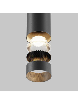 Lampa wisząca Focus LED 3000K - smukła czarna tuba z metalu - Maytoni