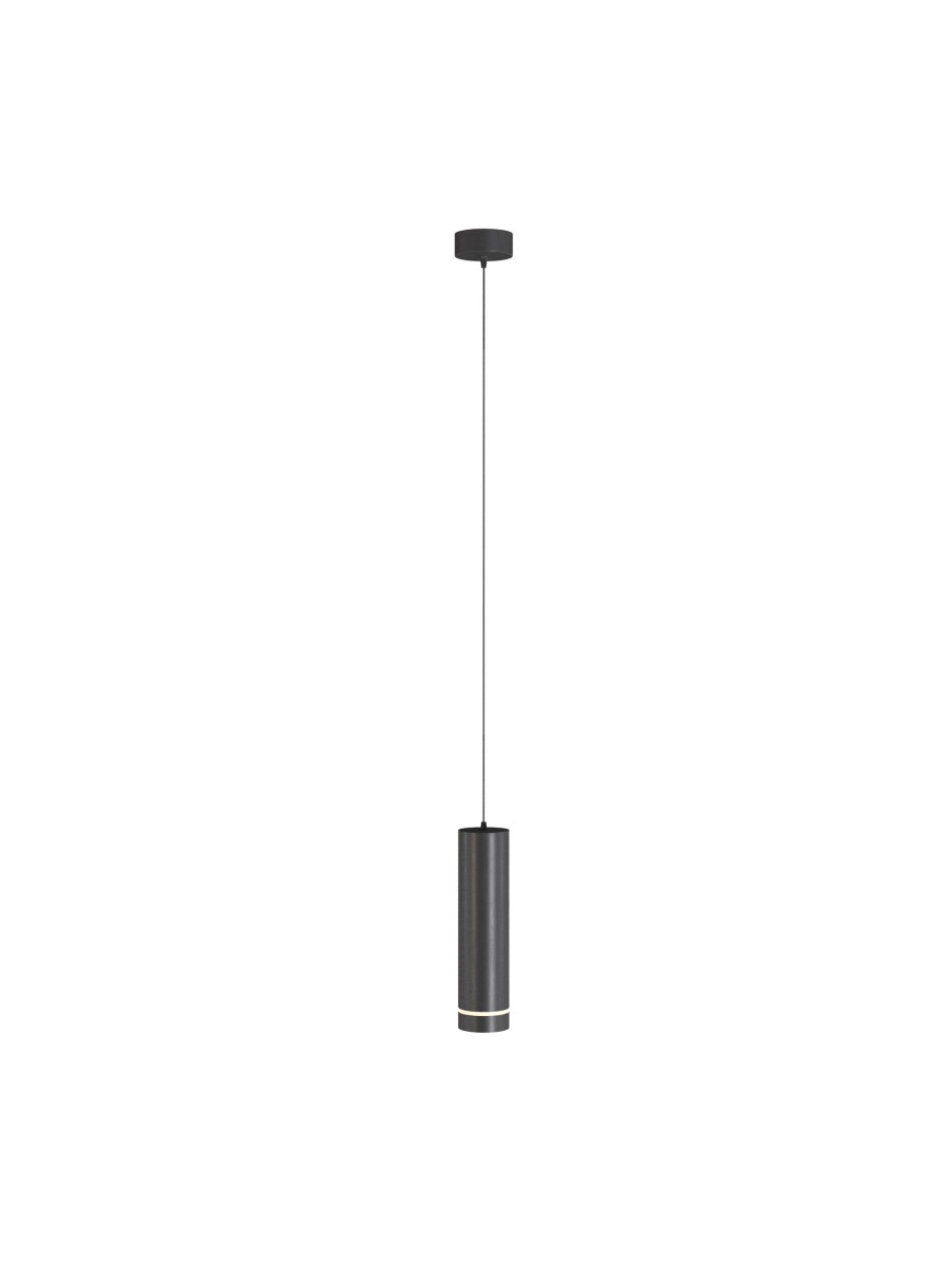 Minimalistyczna czarna lampa wisząca Orlo LED - cylindryczna tuba z pierścieniem świetlnym 4000K