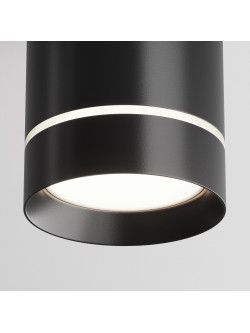 Minimalistyczna czarna lampa wisząca Orlo LED - cylindryczna tuba z pierścieniem świetlnym 4000K