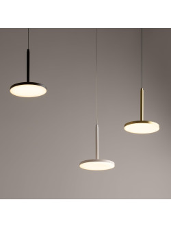Lampa wisząca Plato LED 3000K - płaski dyskowy klosz, 12W, złota - Maytoni