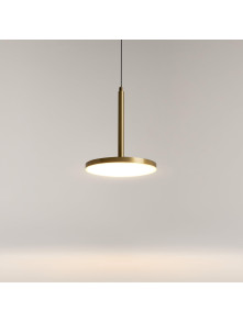 Lampa wisząca Plato LED 3000K - płaski dyskowy klosz, 12W, złota - Maytoni Lampa wisząca Plato LED 3000K - płaski dyskowy klosz, 12W, złota - Maytoni