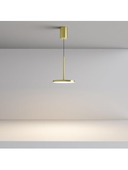 Lampa wisząca Plato LED 3000K - płaski dyskowy klosz, 12W, złota - Maytoni