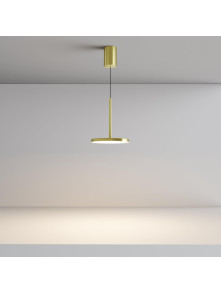 Lampa wisząca Plato LED 3000K - płaski dyskowy klosz, 12W, złota - Maytoni Lampa wisząca Plato LED 3000K - płaski dyskowy klosz, 12W, złota - Maytoni