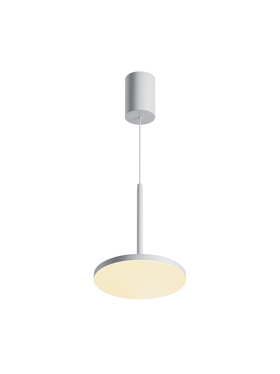 Lampa wisząca Plato LED 3000K - płaski dyskowy klosz, 12W, biała - Maytoni