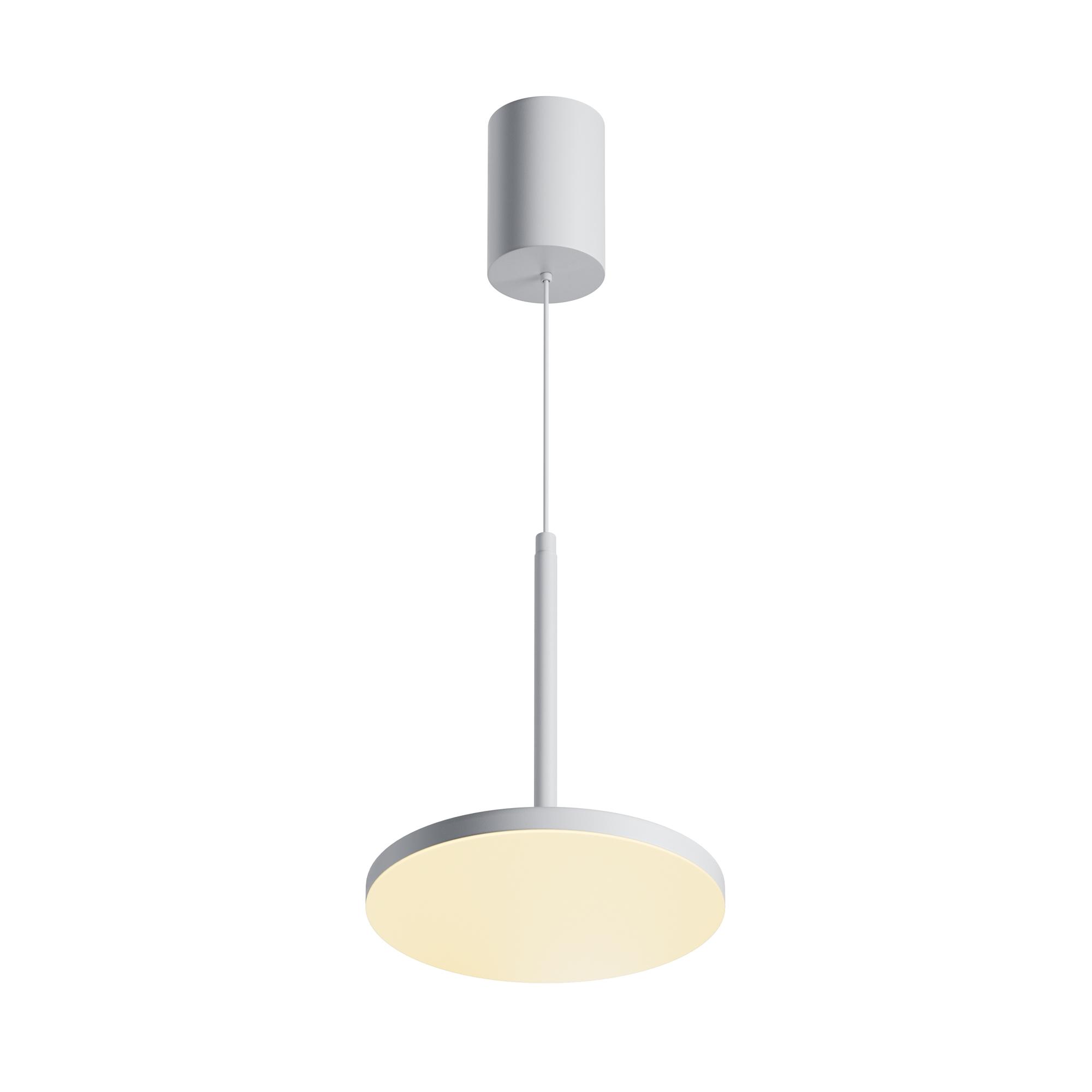 Lampa wisząca Plato LED 3000K - płaski dyskowy klosz, 12W, biała - Maytoni