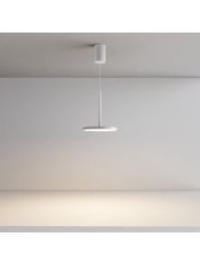 Lampa wisząca Plato LED 3000K - płaski dyskowy klosz, 12W, biała - Maytoni Lampa wisząca Plato LED 3000K - płaski dyskowy klosz, 12W, biała - Maytoni