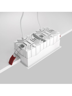 Oprawa wpuszczana LED Alfa – prostokątna, podwójna, 15W, 4000K, kąt 36°, biała z czarnymi wnękami
