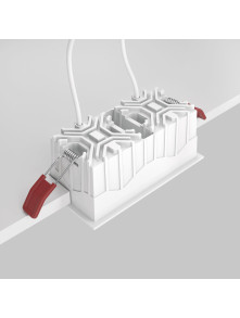 Oprawa wpuszczana LED Alfa – prostokątna, podwójna, 10W, 3000K, kąt 36°, ściemnialna, biała