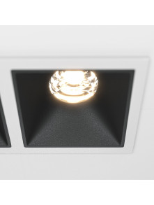 Oprawa wpuszczana LED Alfa – prostokątna, podwójna, 10W, 3000K, kąt 36°, ściemnialna, biała z czarnymi wnękami Oprawa wpuszczana LED Alfa – prostokątna, podwójna, 10W, 3000K, kąt 36°, ściemnialna, biała z czarnymi wnękami