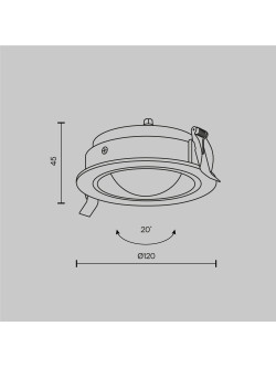 Oprawa wpuszczana LED Lens – 12W, 3000K, kąt 70°, regulowana, IP44, czarna