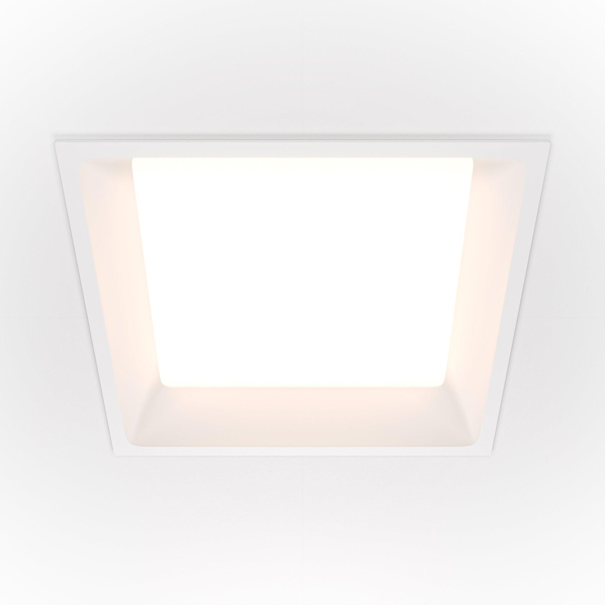 Oprawa wpuszczana LED Okno 1800 lm – kwadratowa, 24W, 3000K, kąt 120°, mleczna blenda, biała