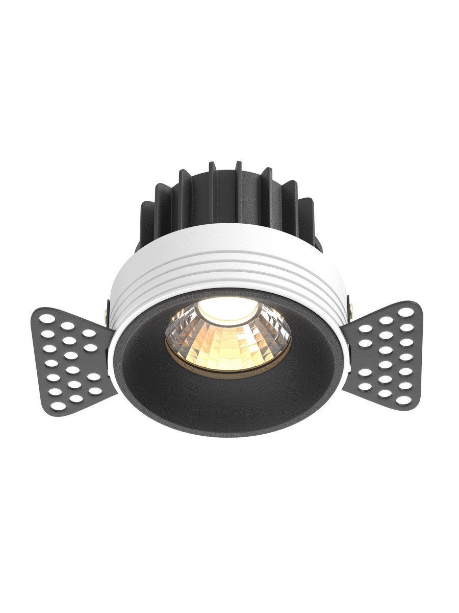 Oprawa wpuszczana LED Round – głęboka, 12W, 3000K, kąt 50°, do zabudowy GK - z kołnierzem, czarna
