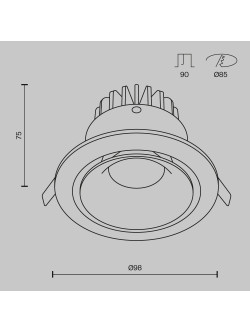 Oprawa wpuszczana LED Yin – ściemnialne oczko, 12W, 3000K, kąt 60°, biała