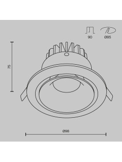 Oprawa wpuszczana LED Yin – oczko, 12W, 4000K, kąt 60°, biała