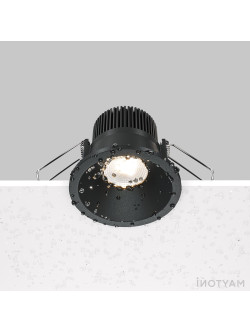 Oprawa wpuszczana LED Zoom (oczko łazienkowe) – okrągła, głęboka, 6W, 3000K, kąt 60°, ściemnialna, IP65, czarna