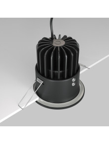 Oprawa wpuszczana LED Zoom (oczko łazienkowe) – okrągła, głęboka, 12W, 3000K, kąt 60°, ściemnialna, IP65, czarna