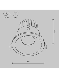 Oprawa wpuszczana LED Zoom (oczko łazienkowe) – okrągła, głęboka, 12W, 3000K, kąt 60°, ściemnialna, IP65, czarna