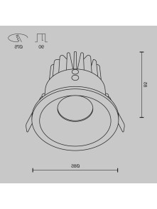Oprawa wpuszczana LED Zoom (oczko łazienkowe) – okrągła, głęboka, 12W, 4000K, kąt 60°, ściemnialna, IP65, czarna
