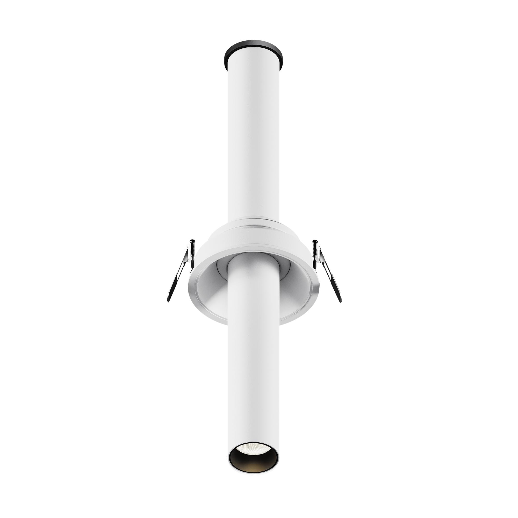 Oprawa sufitowa wpuszczana LED Focus T – wysuwana tuba 30 cm, regulowana, okrągła, 7W, 3000K, kąt 36°, biała