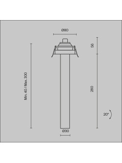 Oprawa sufitowa wpuszczana LED Focus T – wysuwana tuba 30 cm, regulowana, okrągła, 7W, 3000K, kąt 36°, biała