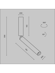 Oprawa sufitowa natynkowa LED Focus T – okrągła, regulowana, wąska tuba, 6W, 3000K, kąt 36°, czarna