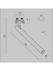 Oprawa sufitowa wpuszczana LED Focus T – okrągła, regulowana tuba 30 cm, 6W, 3000K, kąt 36°, biała
