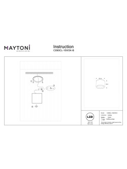 Mały plafon sufitowy LED Hydra 10 cm – 10W, 3000K, 600 lm, 120°, IP44, czarny - Maytoni
