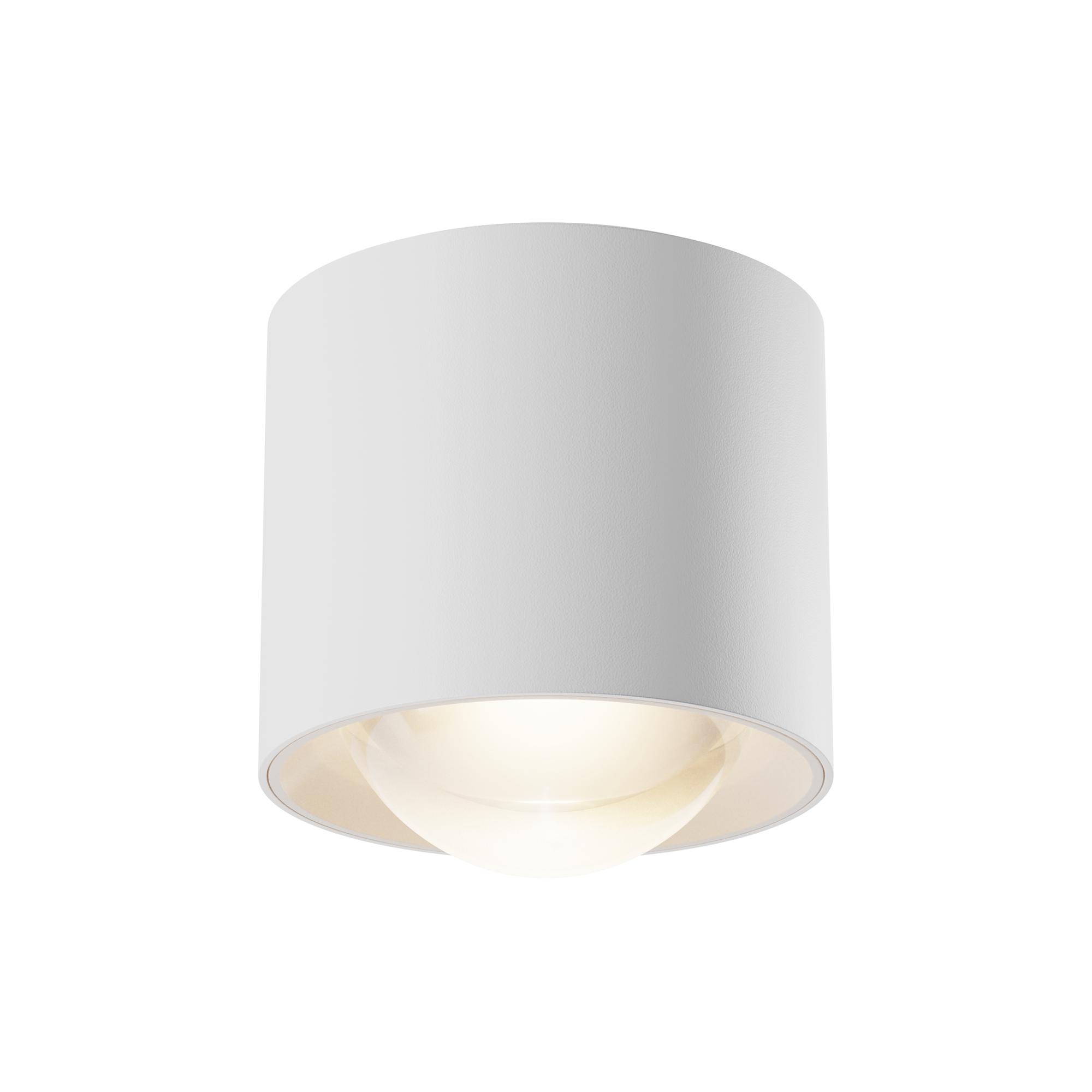 Mały plafon sufitowy LED Lens 9 cm – 15W, 3000K, 1070 lm, 70°, IP44, z wypukłą soczewką, biały