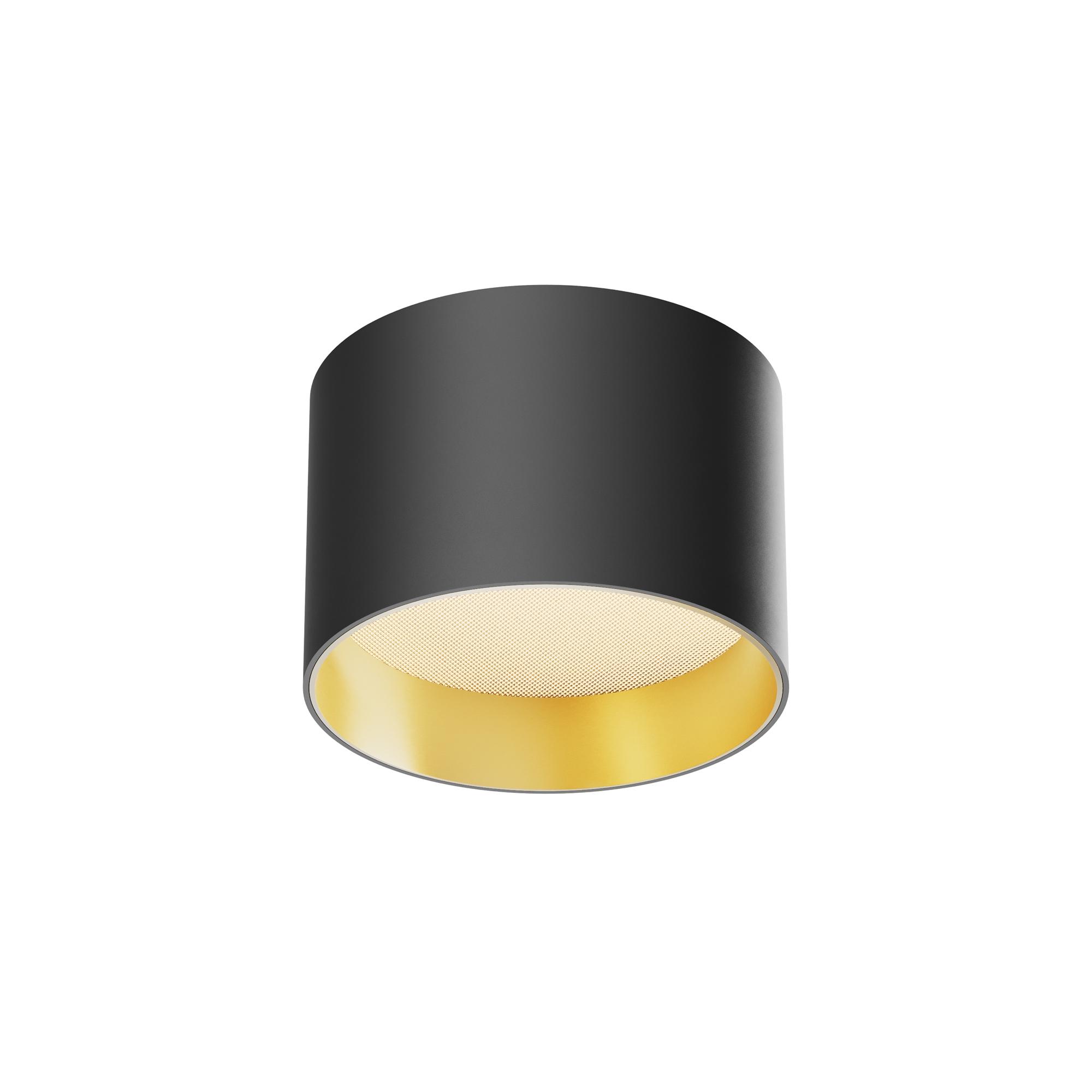 Plafon LED Vega 9 cm – 8W, 3000K, 580 lm, 110°, mały, czarny ze złotym wnętrzem - Maytoni