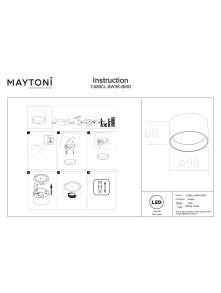 Plafon LED Vega 9 cm – 8W, 3000K, 580 lm, 110°, mały, czarny ze złotym wnętrzem - Maytoni Plafon LED Vega 9 cm – 8W, 3000K, 580 lm, 110°, mały, czarny ze złotym wnętrzem - Maytoni