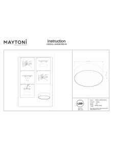 Plafon LED Zon 22 cm – 1500 lm, 24W, 3000K, 120°, z mleczną osłoną, biały - Maytoni