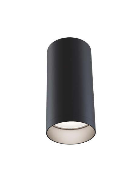 Minimalistyczny plafon sufitowy Focus do korytarza - czarna metalowa tuba GU10 1-punktowa Minimalistyczny plafon sufitowy Focus do korytarza - czarna metalowa tuba GU10 1-punktowa