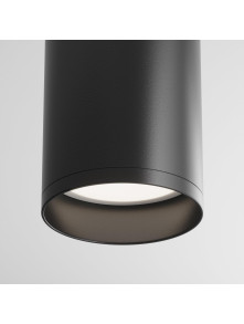 Minimalistyczny plafon sufitowy Focus do korytarza - czarna metalowa tuba GU10 1-punktowa Minimalistyczny plafon sufitowy Focus do korytarza - czarna metalowa tuba GU10 1-punktowa