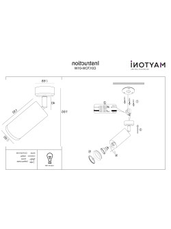 Biały reflektor sufitowy Focus - smukła tuba GU10 1-punktowa