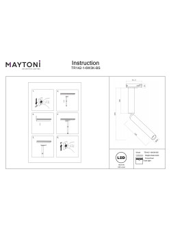 Długi reflektor 36° na szynoprzewód 1F Maytoni LED 3000K 440lm 6W - złota tuba Focus Dual
