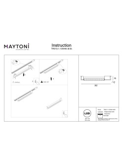 Lampa liniowa z oczkami 30° na szynę 1F Maytoni - LED 4000K 760lm - czarny multispot do korytarza Points Rot 33cm
