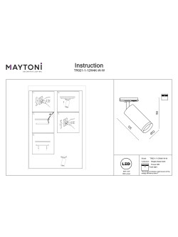 Reflektor tuba 50° na szynoprzewód 1F Maytoni - LED 4000K 900lm 12W - Focus 52mm biały