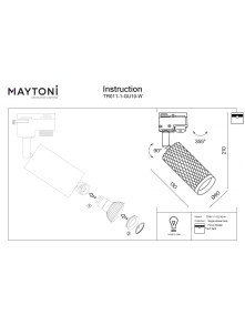 Ryflowany reflektor (tuba) GU10 na szynoprzewód 1F Maytoni - biały Focus Design, metalowy korpus
