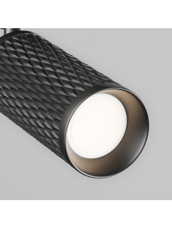 Ryflowany reflektor (tuba) GU10 na szynoprzewód 1F Maytoni - czarny Focus Design, metalowy korpus