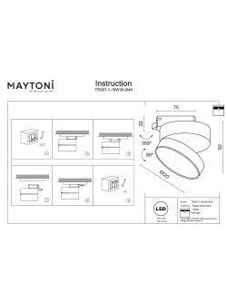 Szeroki reflektor 120° na szynoprzewód 1F Maytoni - czarny ONDA LED 4000K 1100lm 18W - do salonu