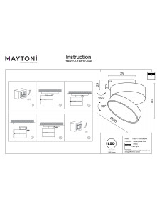 Szeroki reflektor 120° na szynoprzewód 1F Maytoni - czarny ONDA LED 4000K 1100lm 18W - do salonu