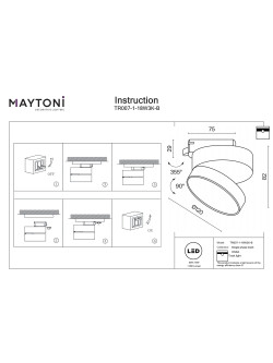 Szeroki reflektor 120° na szynoprzewód 1F Maytoni - czarny ONDA LED 3000K 1000lm 18W - do salonu
