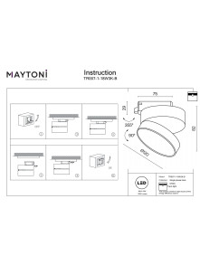 Szeroki reflektor 120° na szynoprzewód 1F Maytoni - czarny ONDA LED 3000K 1000lm 18W - do salonu