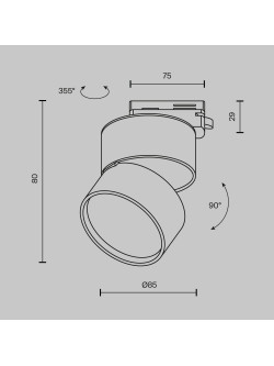 Lampa z rozproszonym światłem 120° na szynoprzewód 1F Maytoni - czarna ONDA LED 4000K 700lm 12W