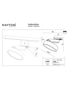 Lampa plafon 110° na szynoprzewód 1F Maytoni Zon LED 3000K 840lm 12W - czarny minimalistyczny okrągły dysk Lampa plafon 110° na szynoprzewód 1F Maytoni Zon LED 3000K 840lm 12W - czarny minimalistyczny okrągły dysk